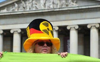 German woman protesting nuclear power